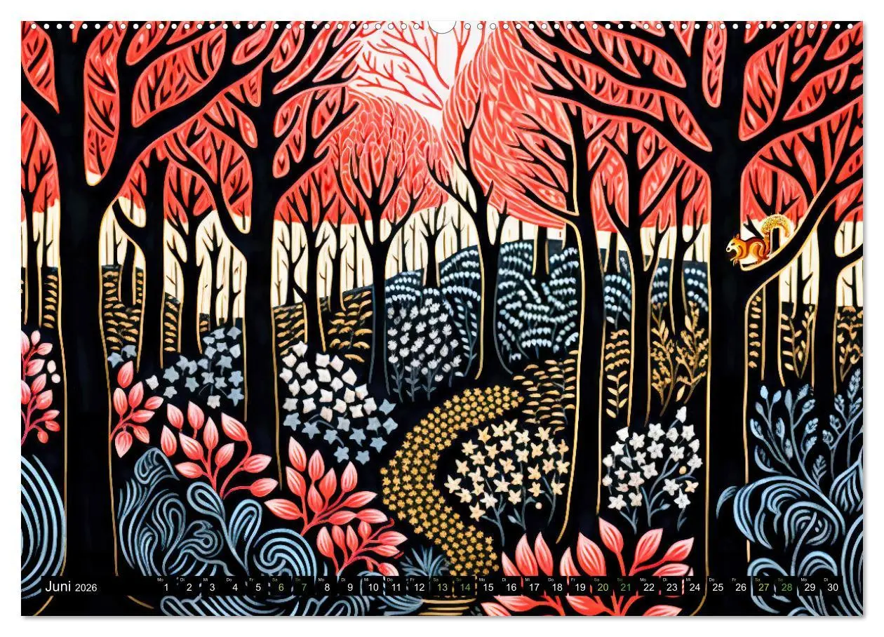 Bild: 9783457495469 | Abstrakter Wald - Jahreszeiten in bunten Linolschnitten...