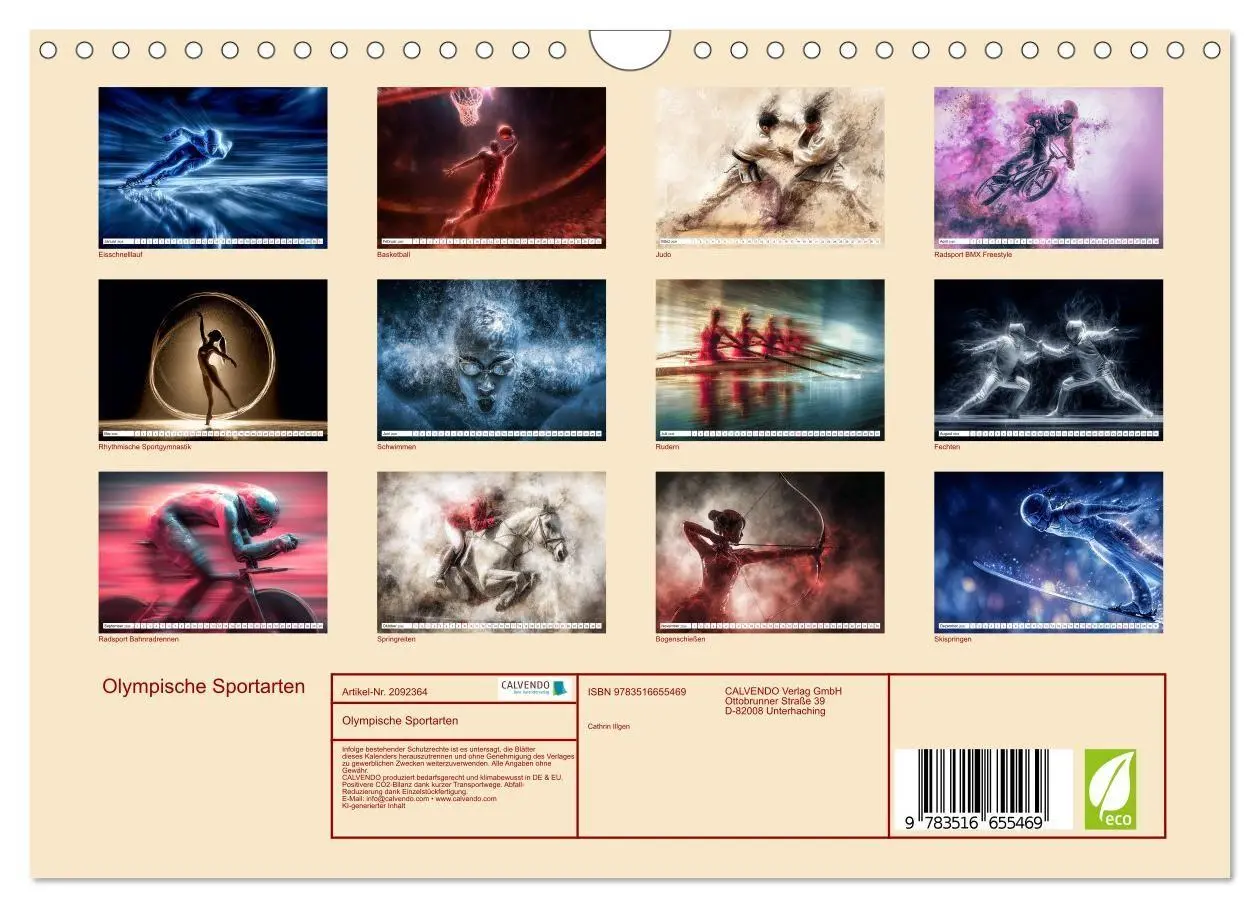 Bild: 9783516655469 | Olympische Sportarten (Wandkalender 2026 DIN A4 quer), CALVENDO...