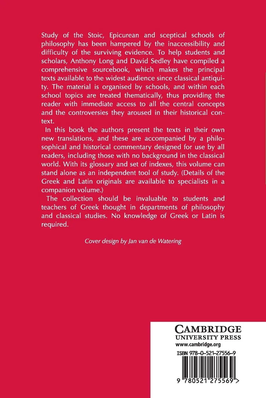 Rückseite: 9780521275569 | The Hellenistic Philosophers | A. A. Long (u. a.) | Taschenbuch | 1987