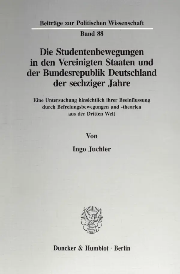 Cover: 9783428085569 | Die Studentenbewegungen in den Vereinigten Staaten und der...