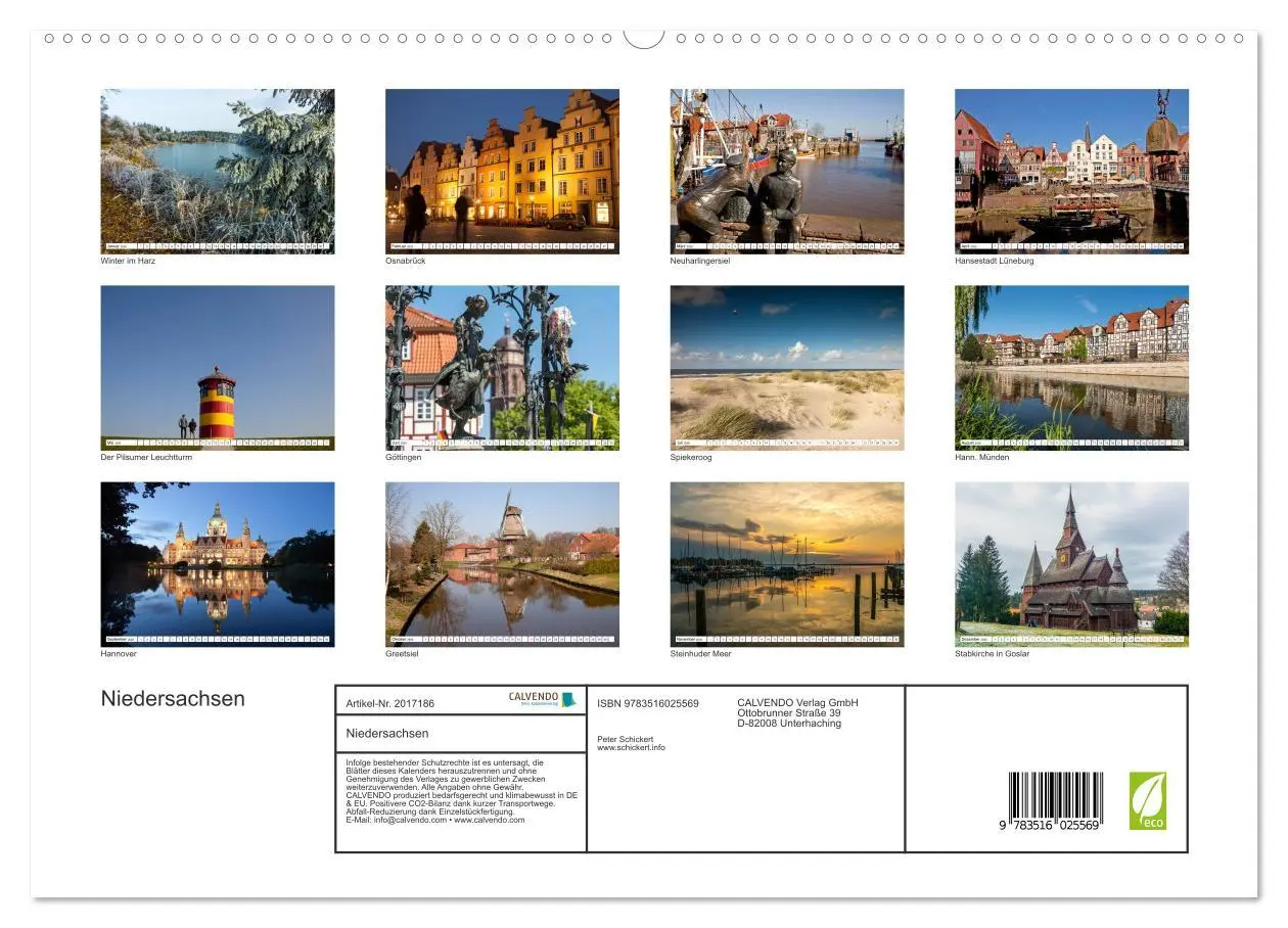 Bild: 9783516025569 | Niedersachsen (hochwertiger Premium Wandkalender 2026 DIN A2 quer),...