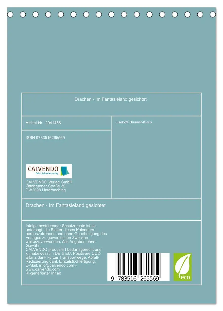 Bild: 9783516265569 | Drachen - Im Fantasieland gesichtet (Tischkalender 2026 DIN A5...