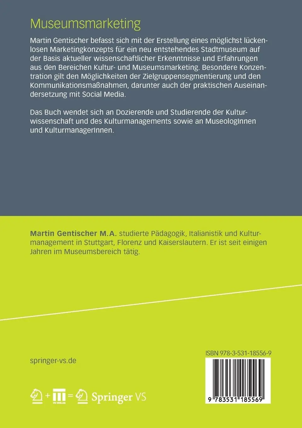 Rückseite: 9783531185569 | Museumsmarketing | Fallstudie am Beispiel des Stuttgarter Stadtmuseums
