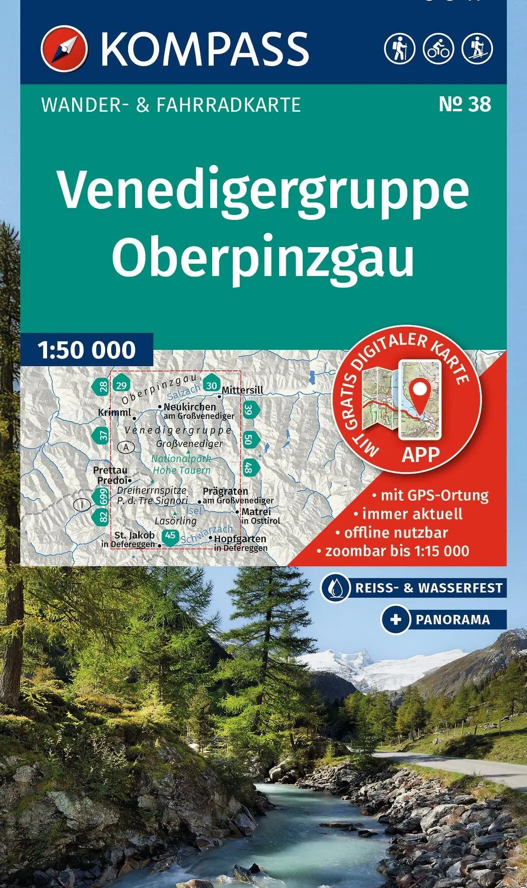 Cover: 9783991545569 | KOMPASS Wanderkarte 38 Venedigergruppe, Oberpinzgau 1:50.000 | Deutsch