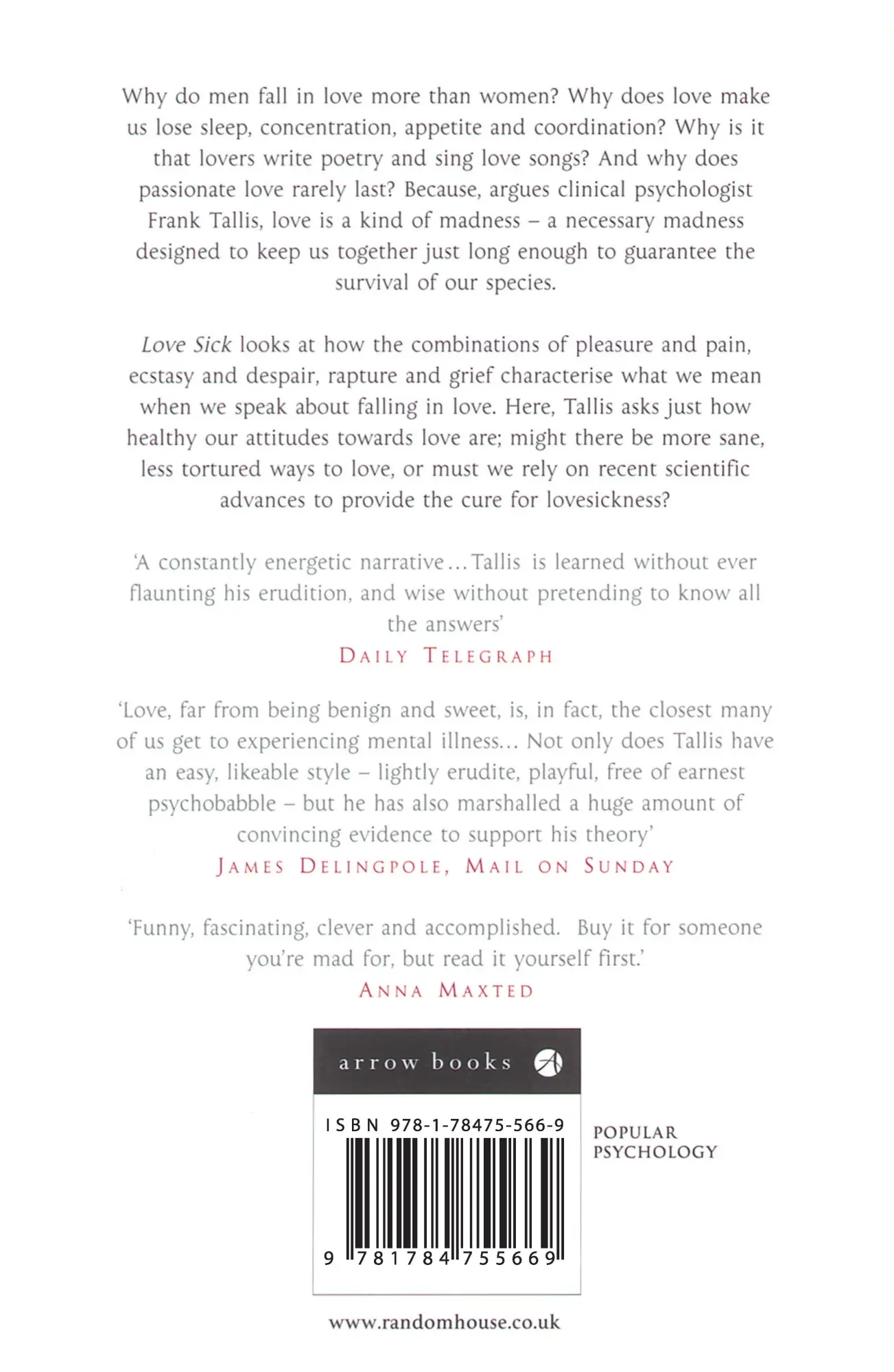 Rückseite: 9781784755669 | Love Sick | Frank Tallis | Taschenbuch | Englisch | 2016 | Arrow