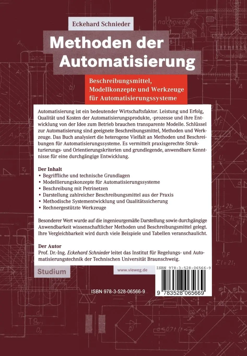 Rückseite: 9783528065669 | Methoden der Automatisierung | Eckehard Schnieder | Taschenbuch | xii
