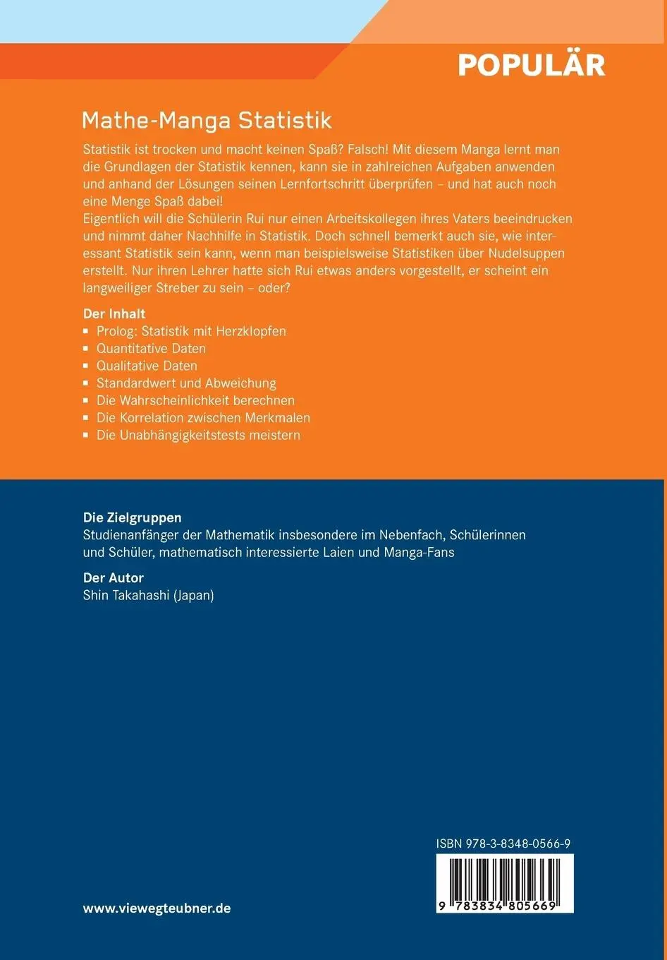 Rückseite: 9783834805669 | Mathe-Manga Statistik | Shin Takahashi | Taschenbuch | viii | Deutsch