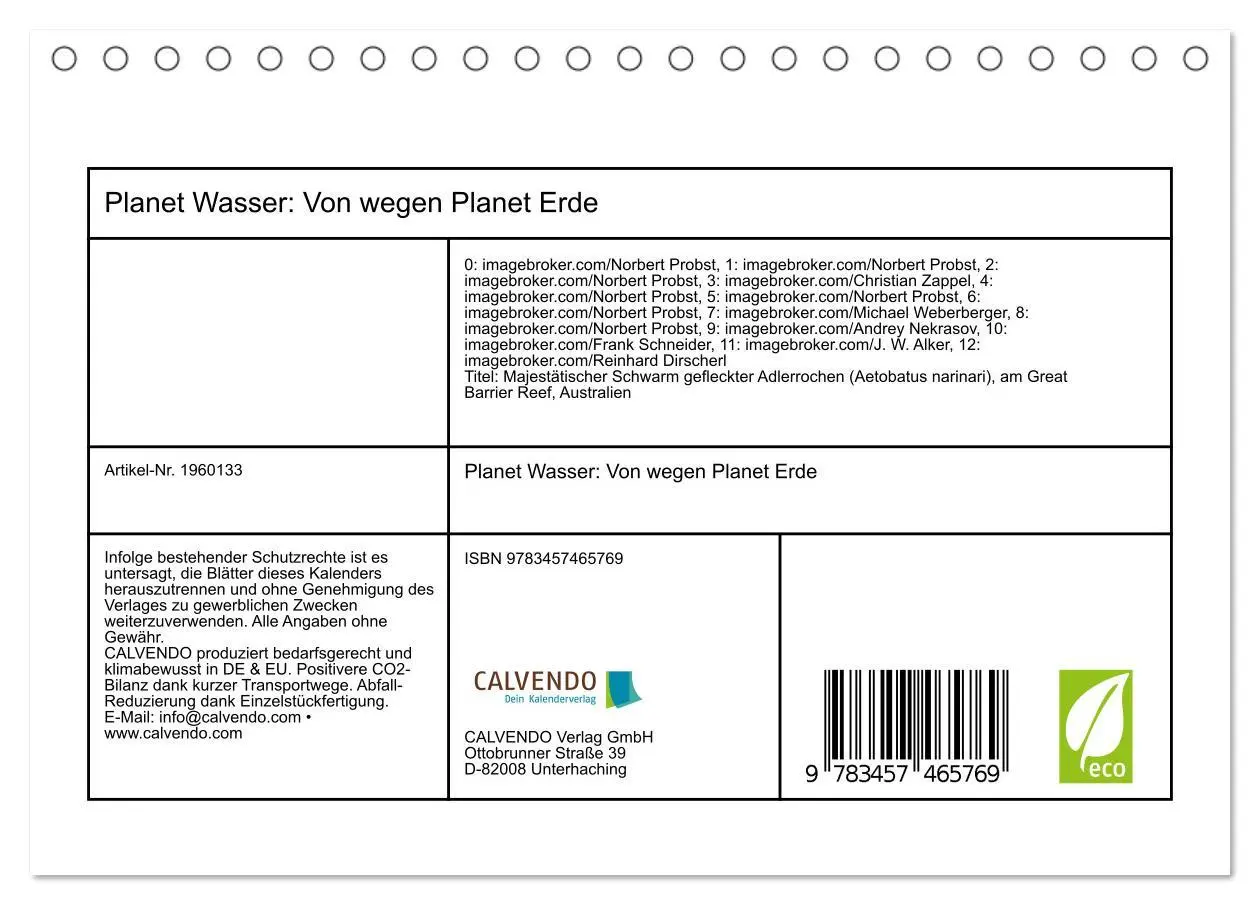 Bild: 9783457465769 | Planet Wasser: Von wegen Planet Erde (Tischkalender 2026 DIN A5...