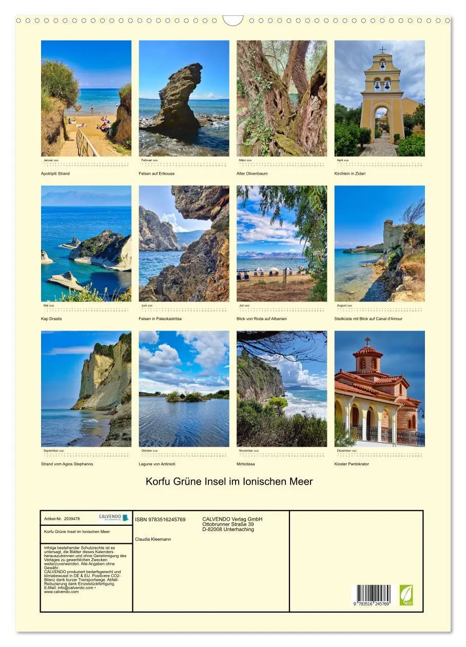 Bild: 9783516245769 | Korfu Grüne Insel im Ionischen Meer (Wandkalender 2026 DIN A2...