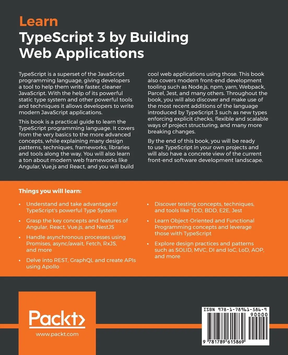Rückseite: 9781789615869 | Learn TypeScript 3 by Building Web Applications | Dubois (u. a.)