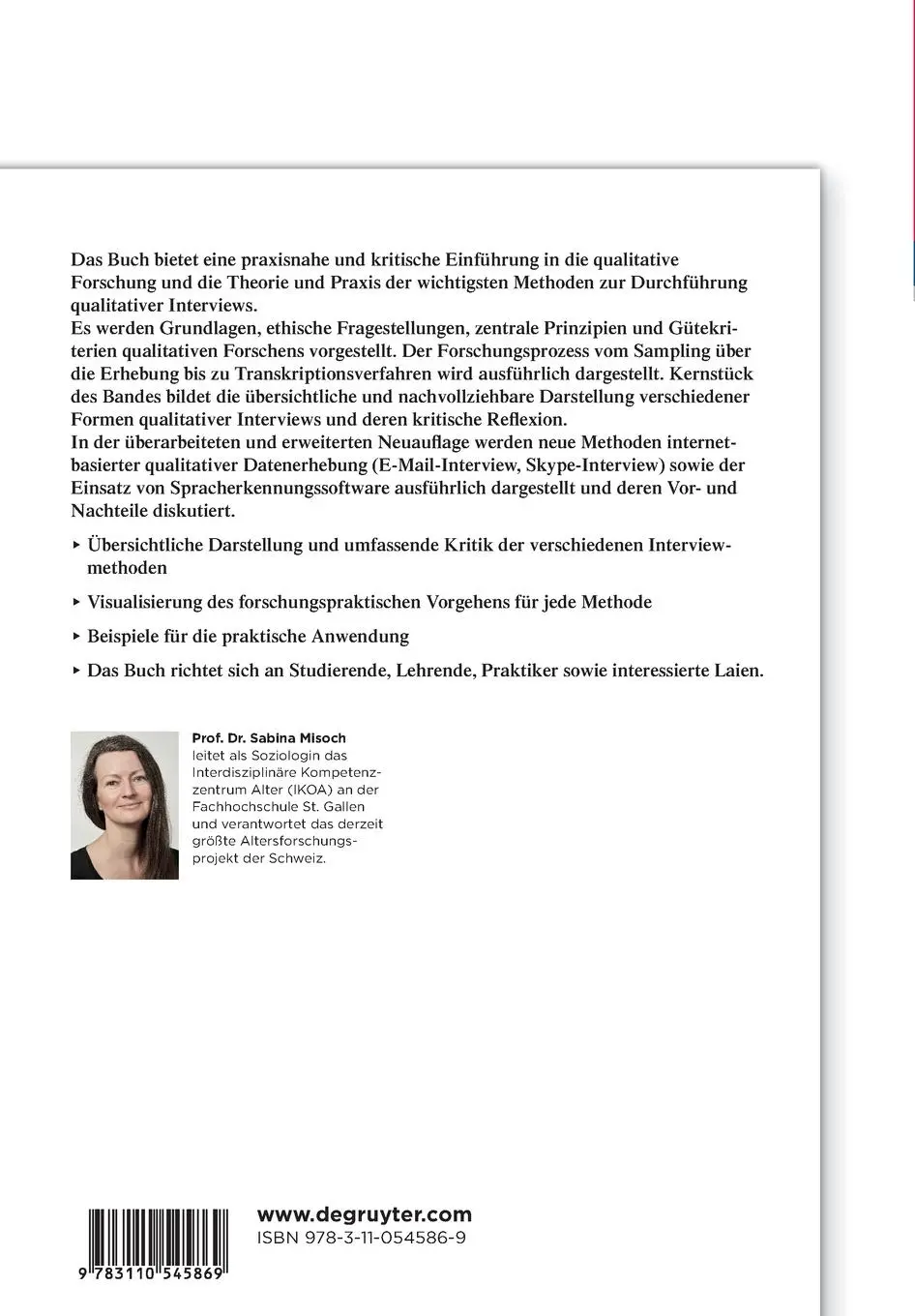 Rückseite: 9783110545869 | Qualitative Interviews | Sabina Misoch | Taschenbuch | XII | Deutsch