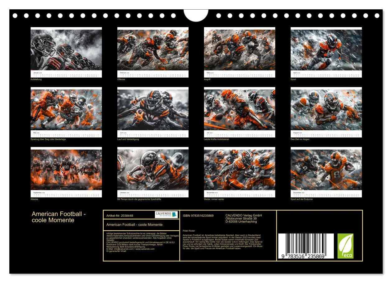 Bild: 9783516235869 | American Football - coole Momente (Wandkalender 2026 DIN A4 quer),...
