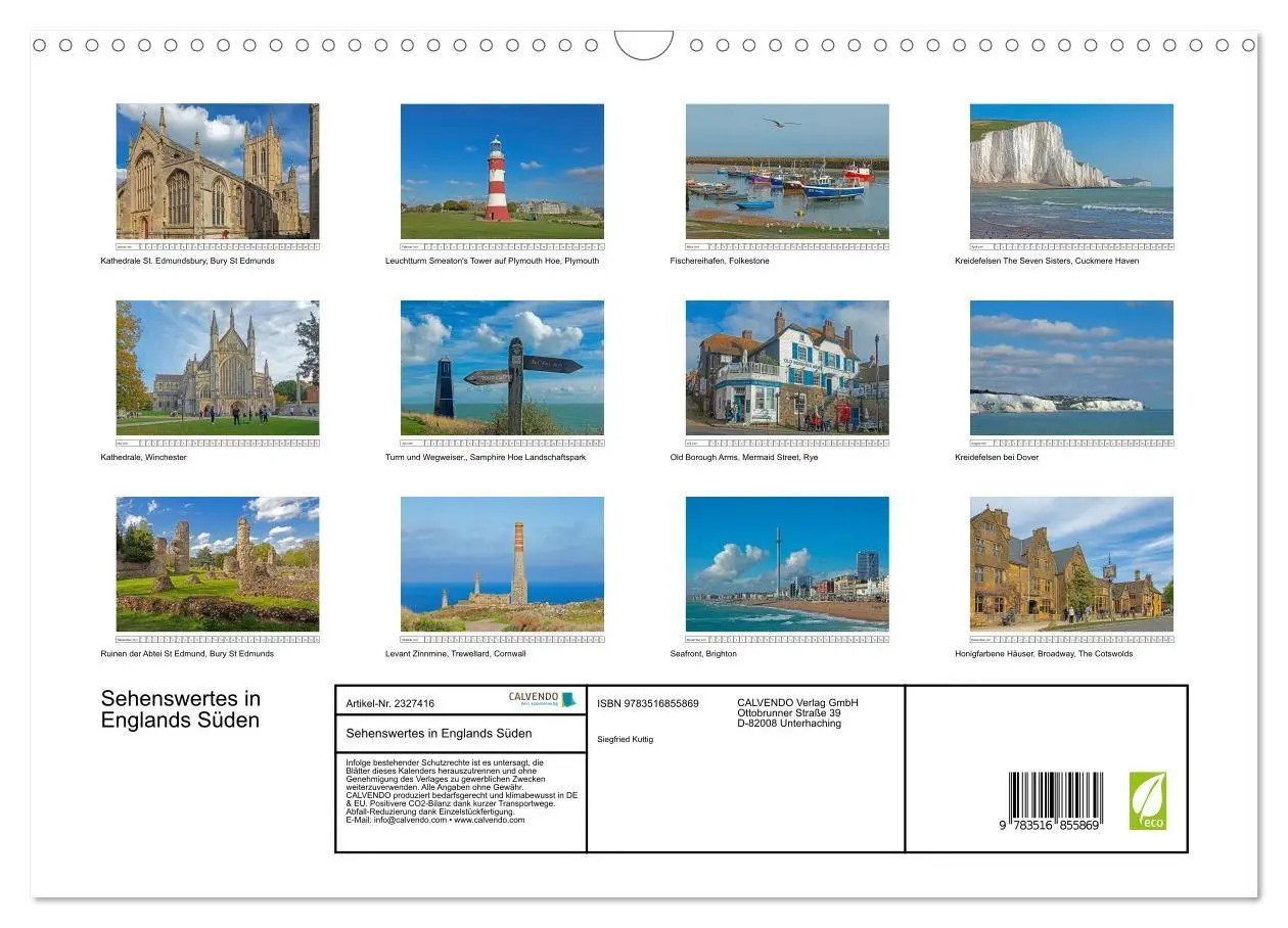 Bild: 9783516855869 | Sehenswertes in Englands Süden (Wandkalender 2027 DIN A3 quer),...
