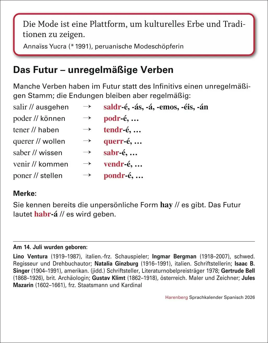 Bild: 9783840035869 | Spanisch Sprachkalender 2026 - Spanisch lernen leicht gemacht -...