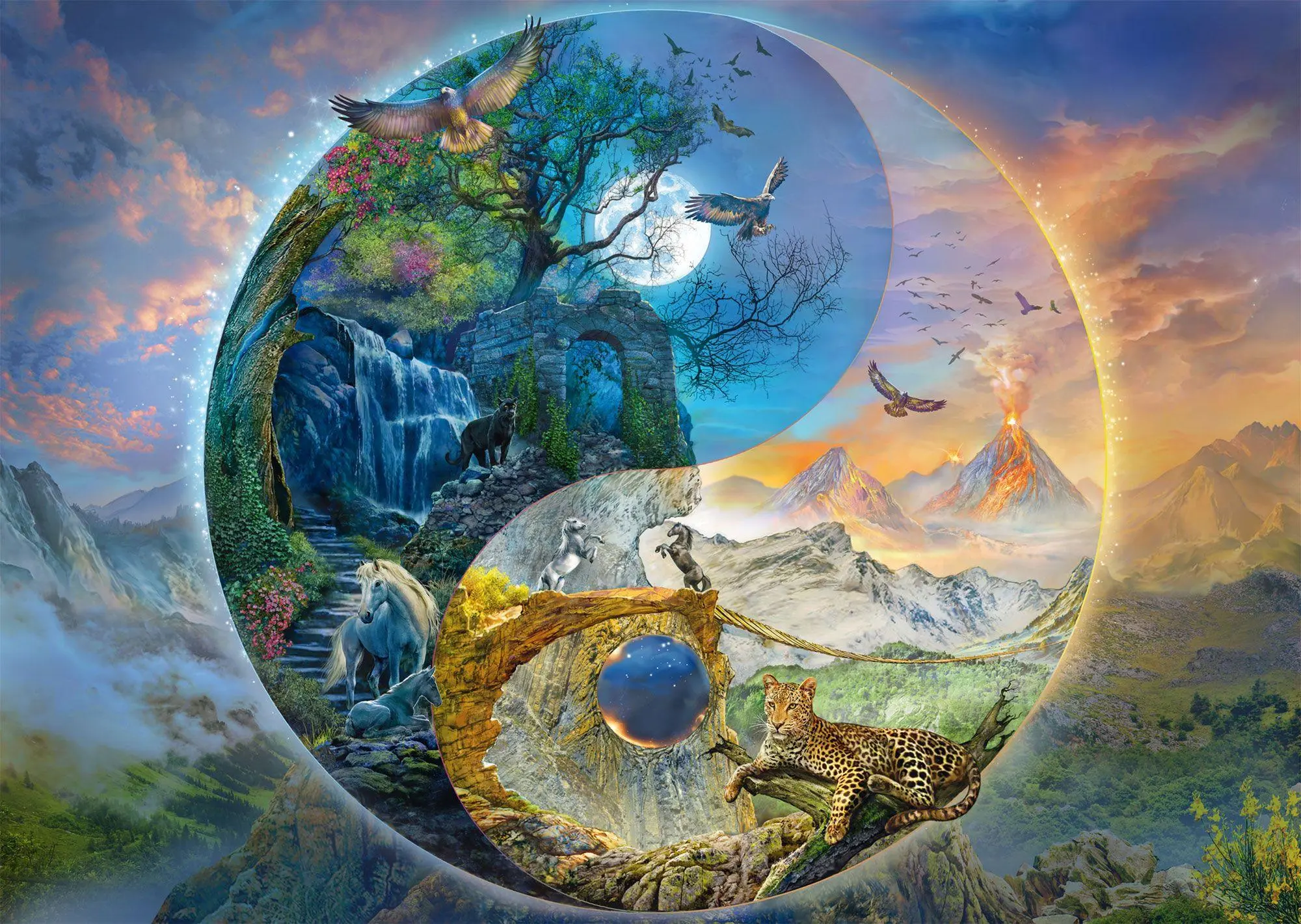 Bild: 4001504585969 | Yin &amp; Yang, Bergwelt | Puzzle Silvia Christoph 1000 Teile | Spiel