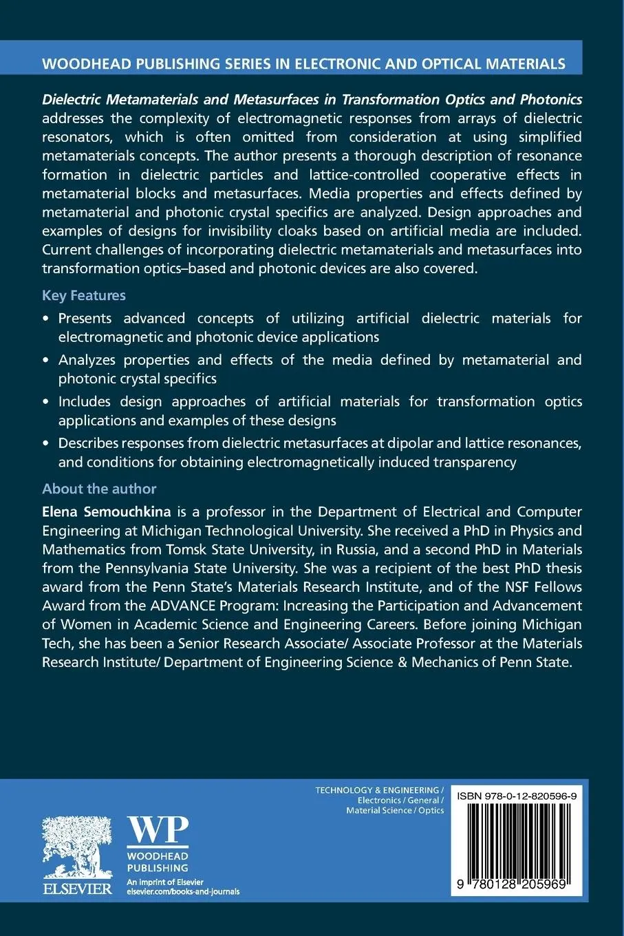 Rückseite: 9780128205969 | Dielectric Metamaterials and Metasurfaces in Transformation Optics...