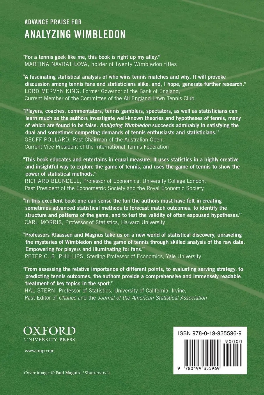 Rückseite: 9780199355969 | Analyzing Wimbledon | The Power of Statistics | Franc Klaassen (u. a.)