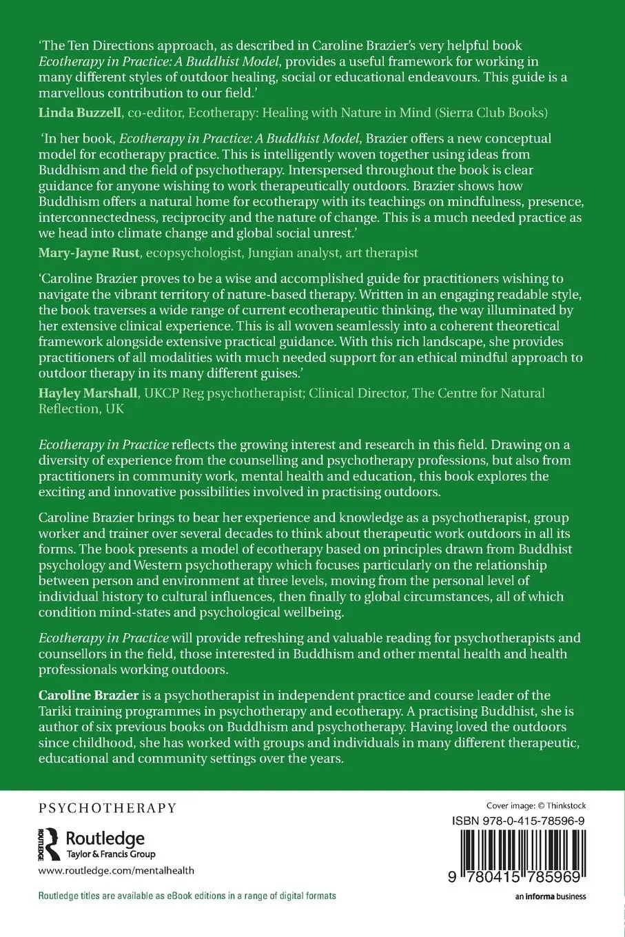 Rückseite: 9780415785969 | Ecotherapy in Practice | A Buddhist Model | Caroline Brazier | Buch