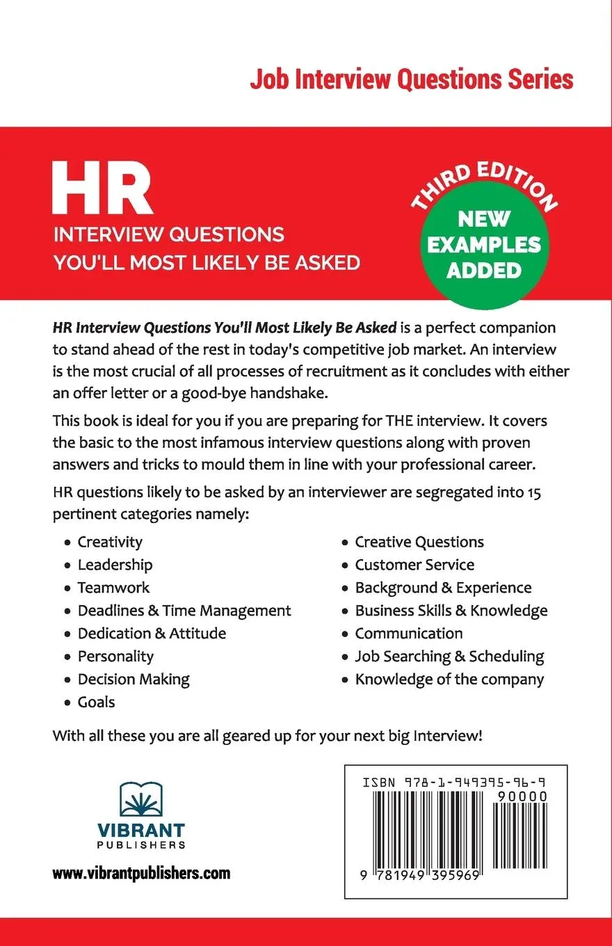 Rückseite: 9781949395969 | HR Interview Questions You'll Most Likely Be Asked | Taschenbuch