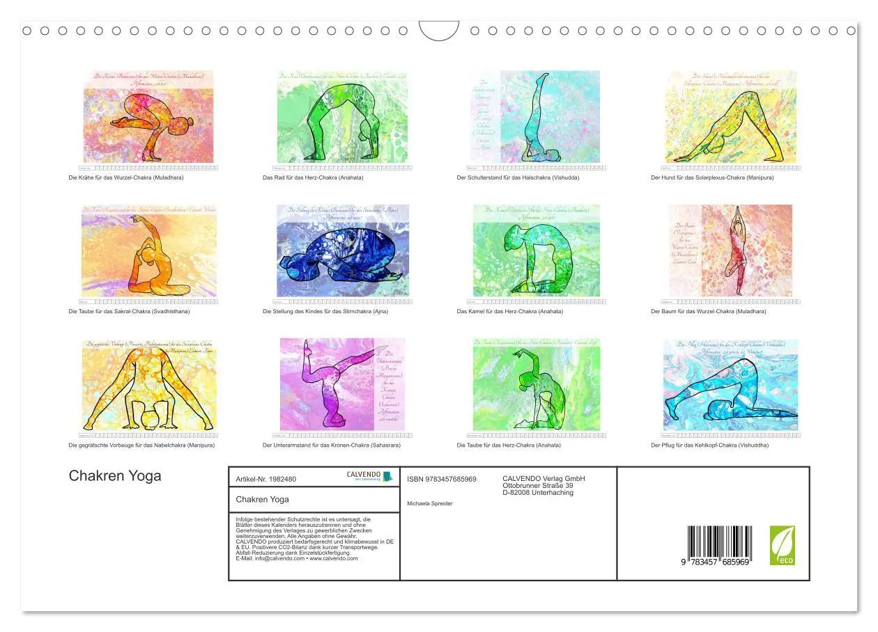 Bild: 9783457685969 | Chakren Yoga (Wandkalender 2026 DIN A3 quer), CALVENDO Monatskalender