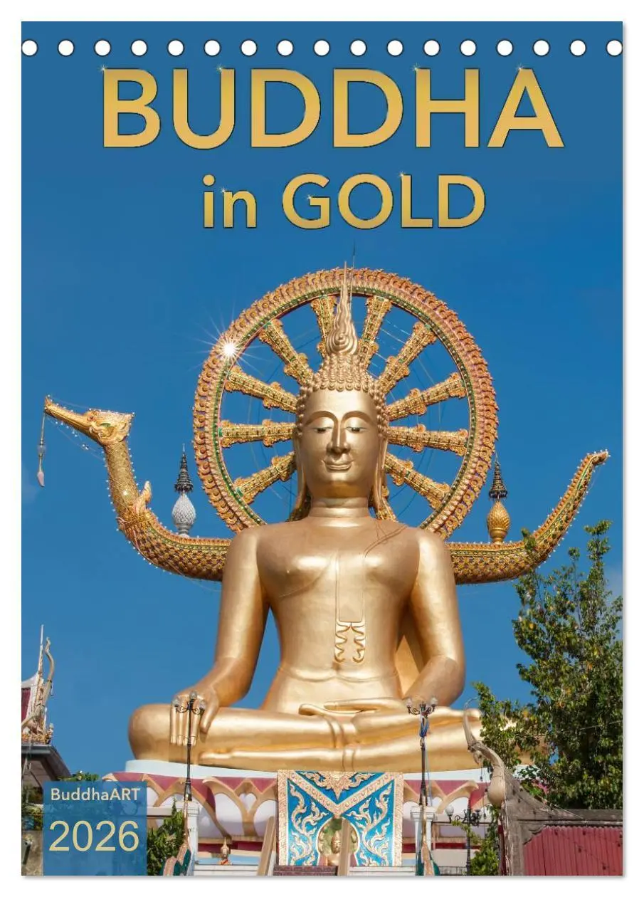 Cover: 9783516426069 | BUDDHA in GOLD (Tischkalender 2026 DIN A5 hoch), CALVENDO...