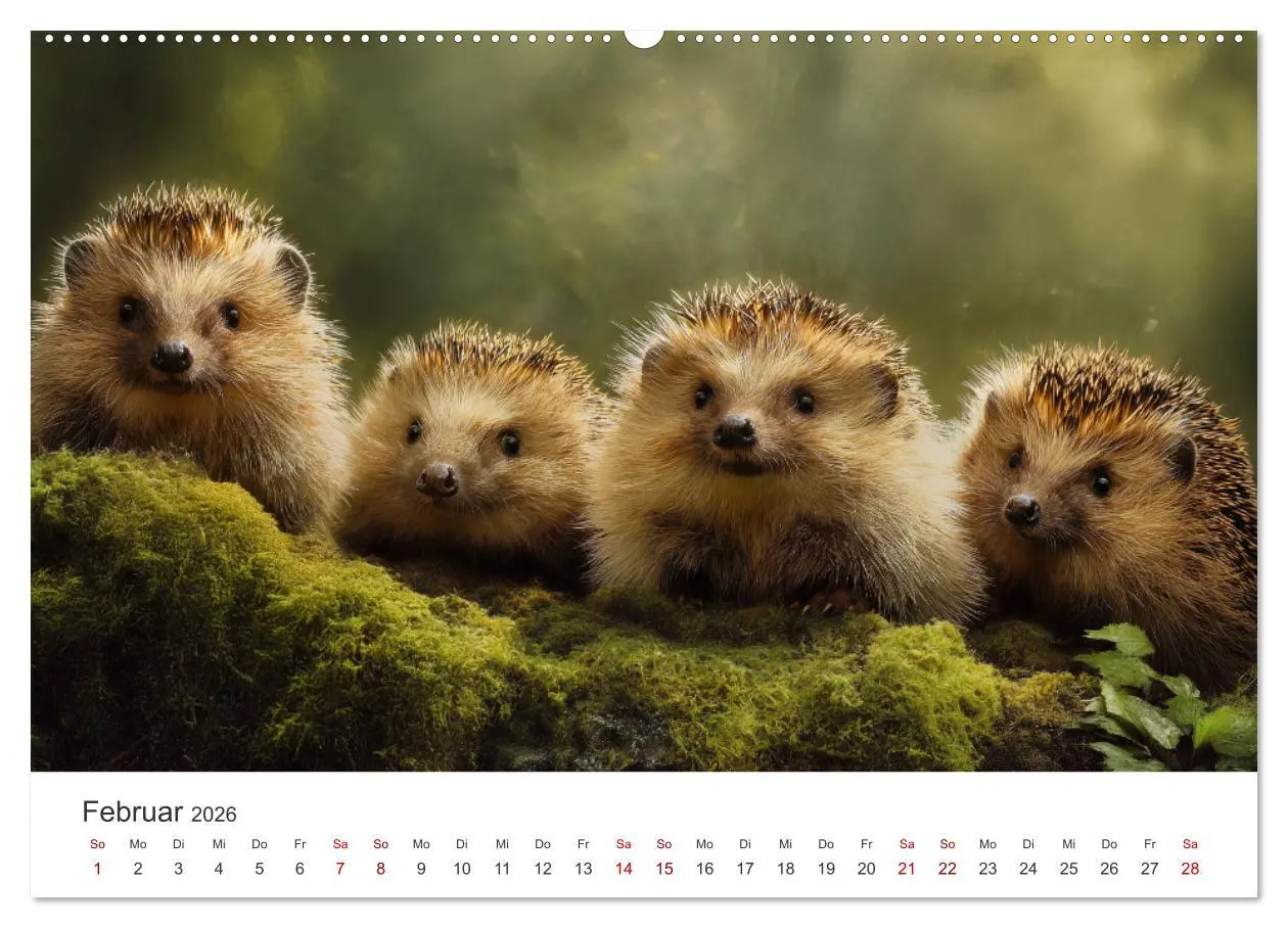 Bild: 9783516596069 | Rund, stachlig, munter - Ein Jahr mit Igeln (Wandkalender 2026 DIN...