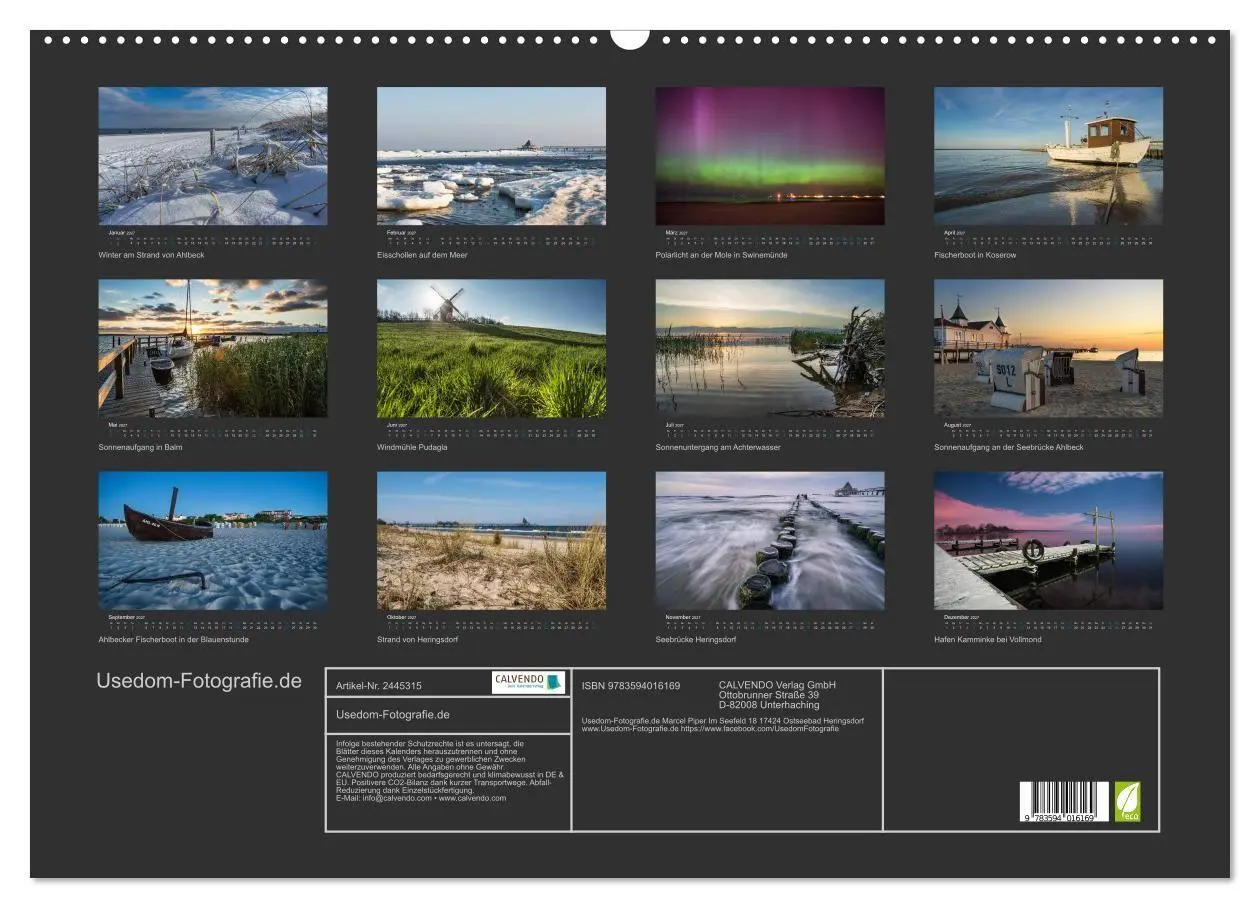 Bild: 9783594016169 | Usedom Fotografie (Wandkalender 2027 DIN A2 quer), CALVENDO...