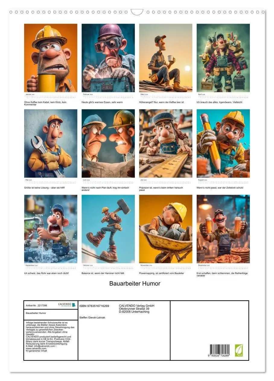 Bild: 9783516716269 | Bauarbeiter Humor (Wandkalender 2026 DIN A2 hoch), CALVENDO...