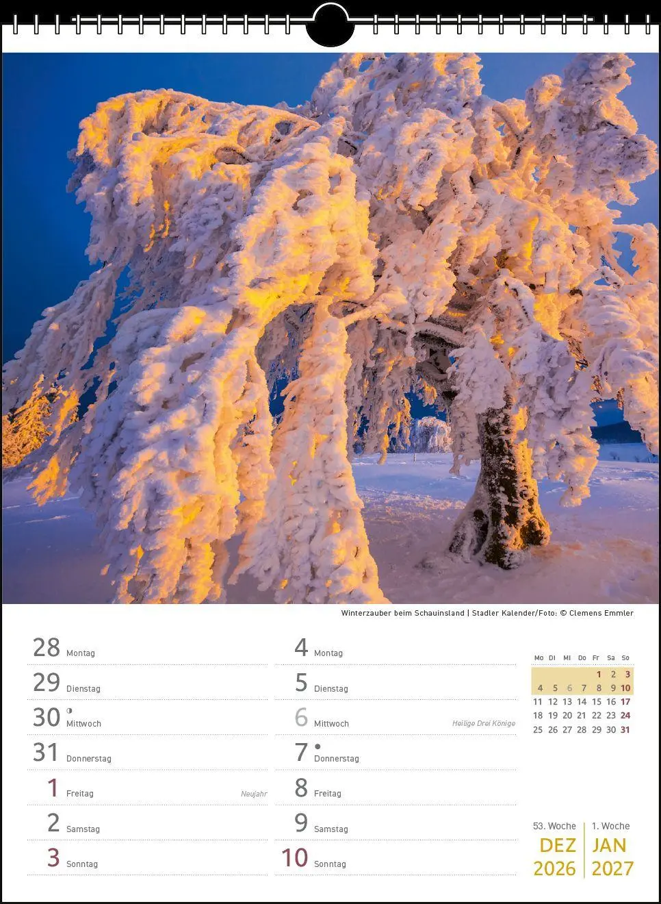 Bild: 9783861926269 | Zwei-Wochenplaner Schwarzwald 2027 | Clemens Emmler | Kalender | 27 S.