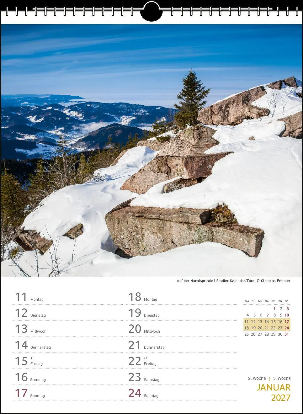 Bild: 9783861926269 | Zwei-Wochenplaner Schwarzwald 2027 | Clemens Emmler | Kalender | 27 S.