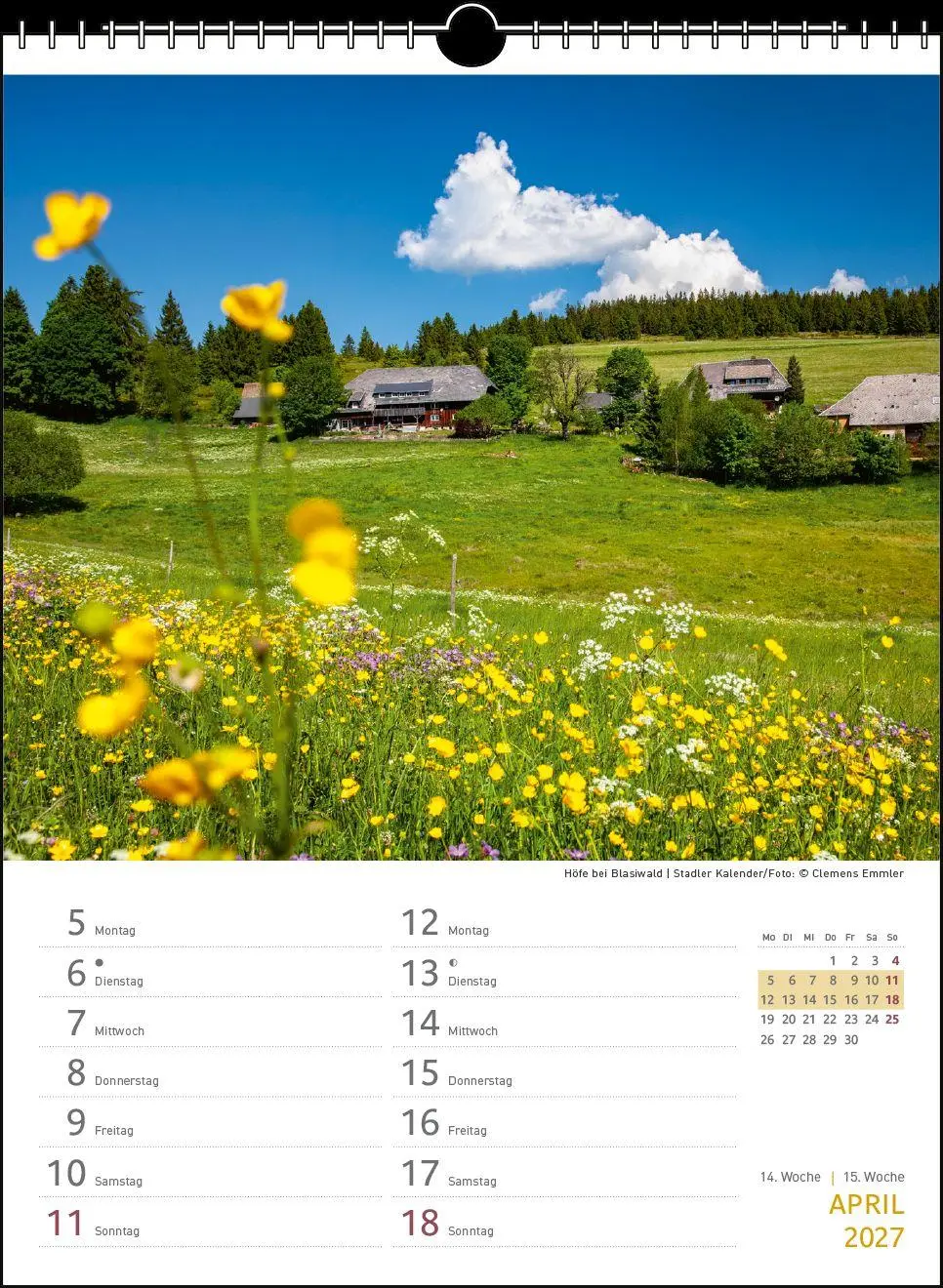 Bild: 9783861926269 | Zwei-Wochenplaner Schwarzwald 2027 | Clemens Emmler | Kalender | 27 S.