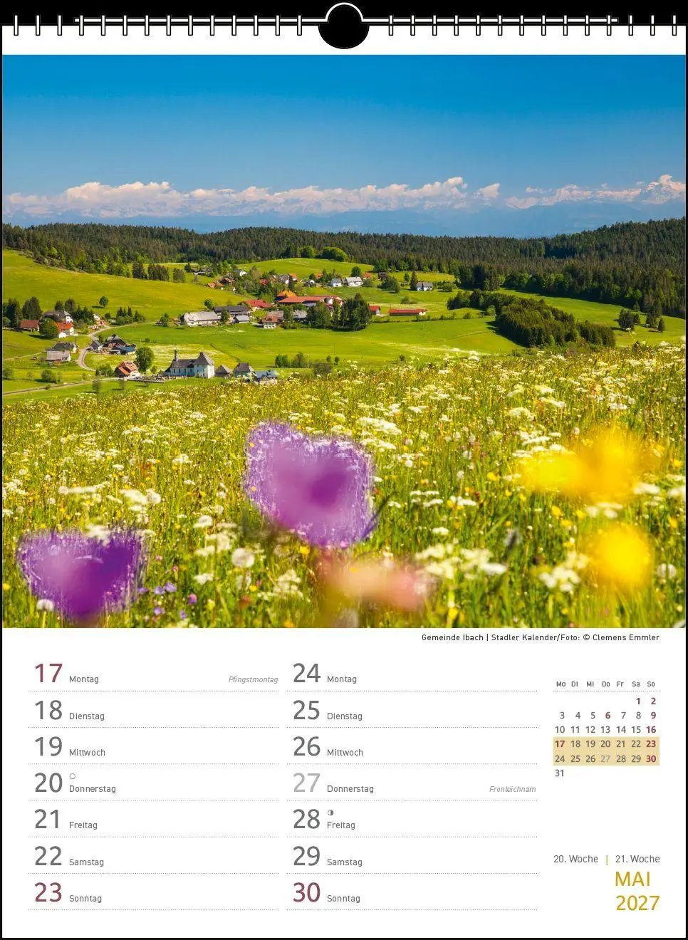 Bild: 9783861926269 | Zwei-Wochenplaner Schwarzwald 2027 | Clemens Emmler | Kalender | 27 S.