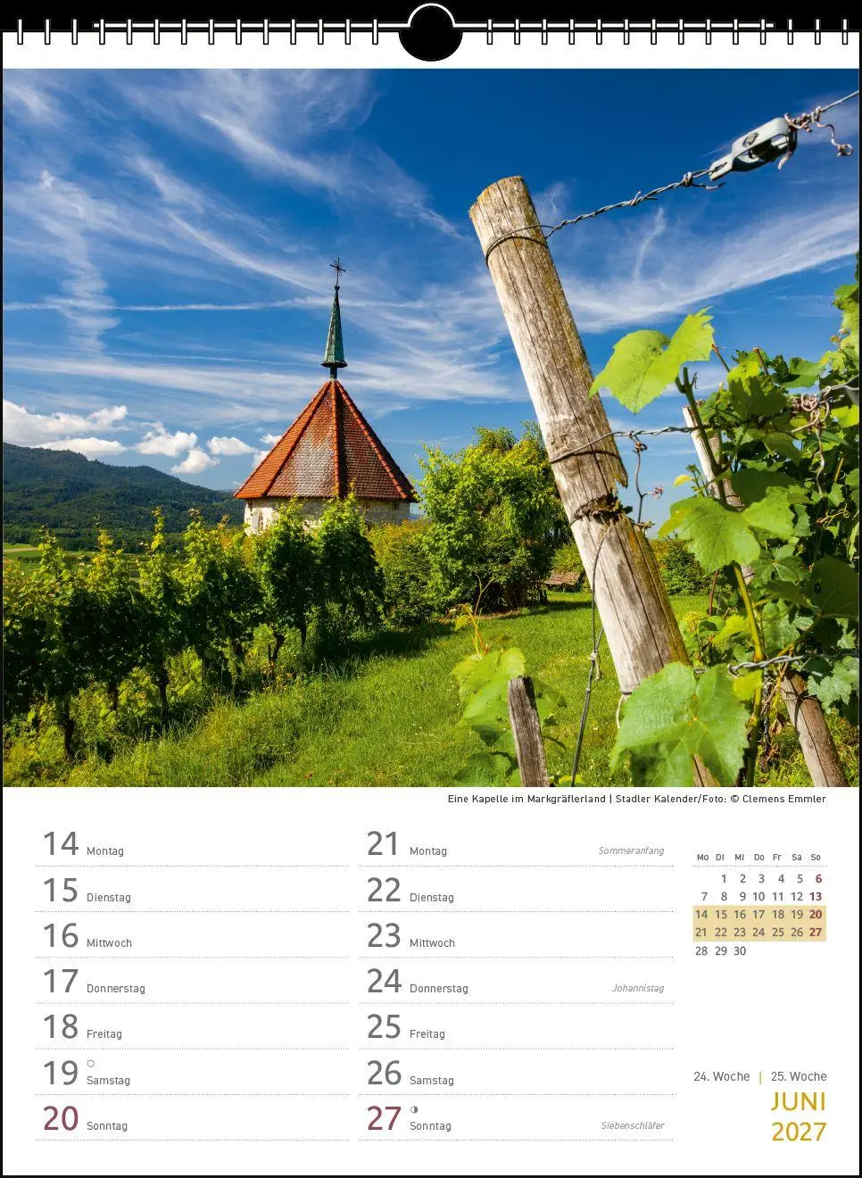 Bild: 9783861926269 | Zwei-Wochenplaner Schwarzwald 2027 | Clemens Emmler | Kalender | 27 S.