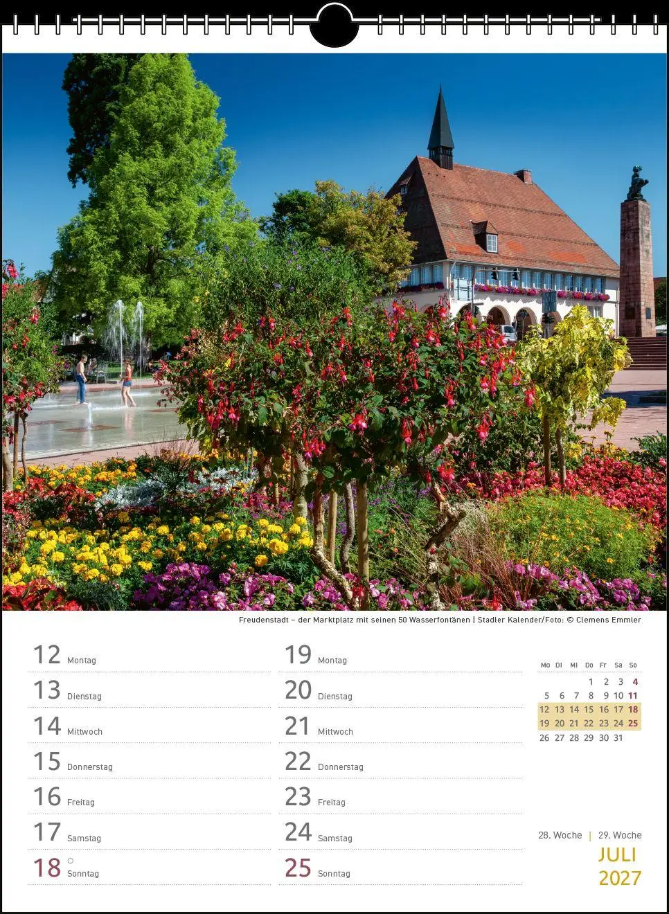 Bild: 9783861926269 | Zwei-Wochenplaner Schwarzwald 2027 | Clemens Emmler | Kalender | 27 S.