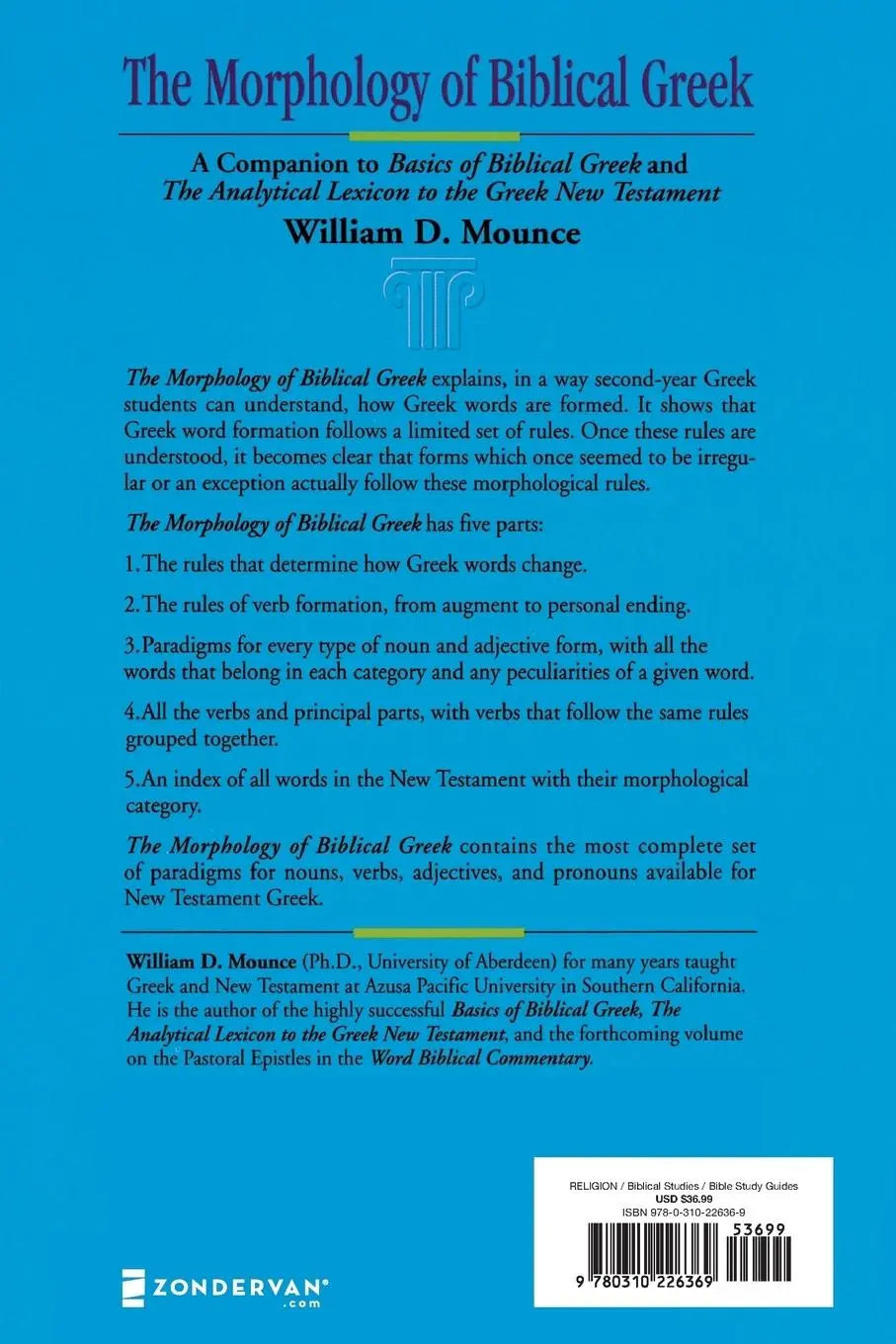 Rückseite: 9780310226369 | The Morphology of Biblical Greek | William D. Mounce | Taschenbuch