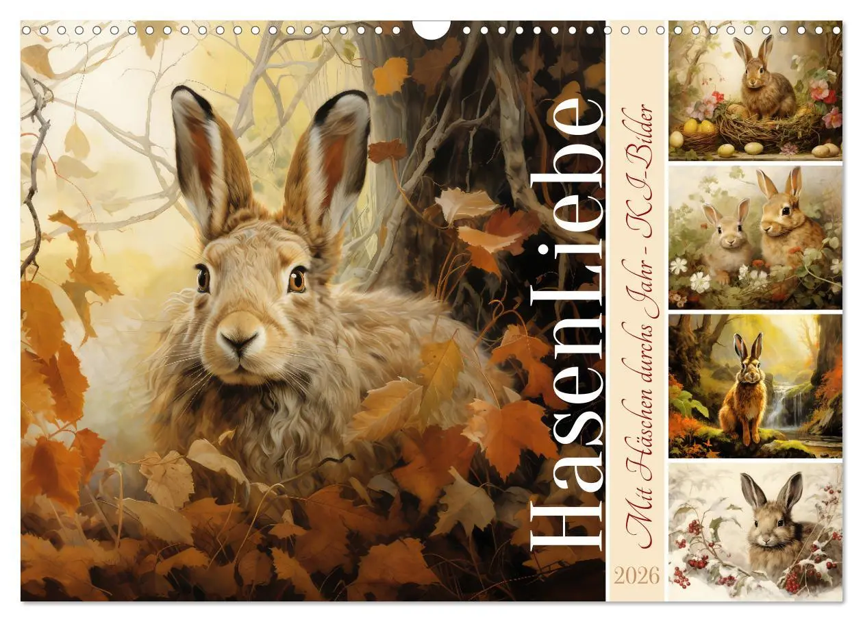 Cover: 9783457476369 | Hasenliebe (Wandkalender 2026 DIN A3 quer), CALVENDO Monatskalender