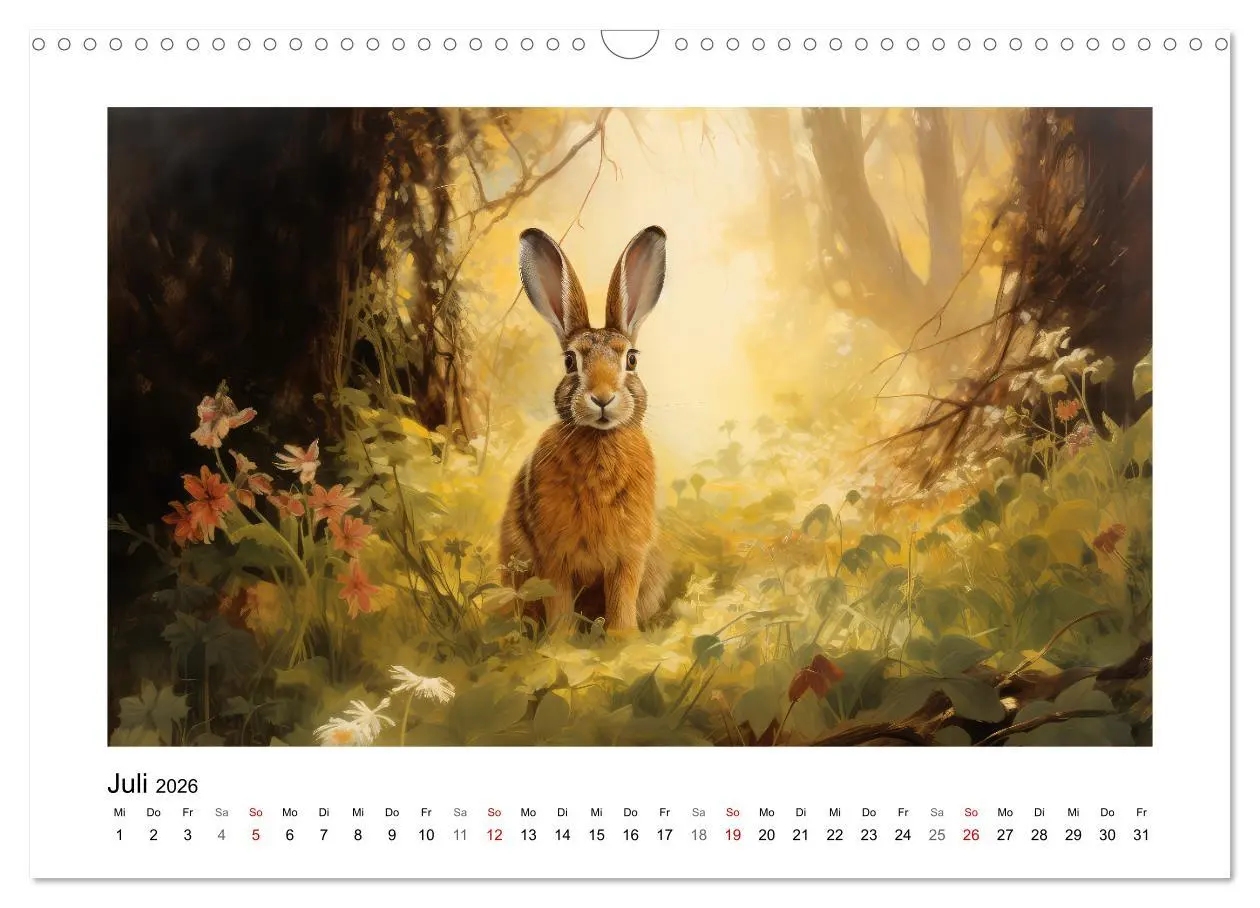 Bild: 9783457476369 | Hasenliebe (Wandkalender 2026 DIN A3 quer), CALVENDO Monatskalender