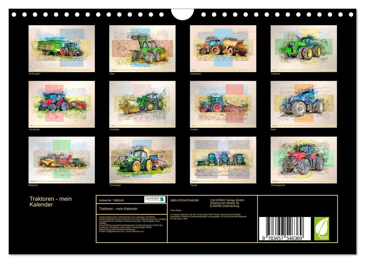 Bild: 9783457546369 | Traktoren - mein Kalender (Wandkalender 2026 DIN A4 quer), CALVENDO...