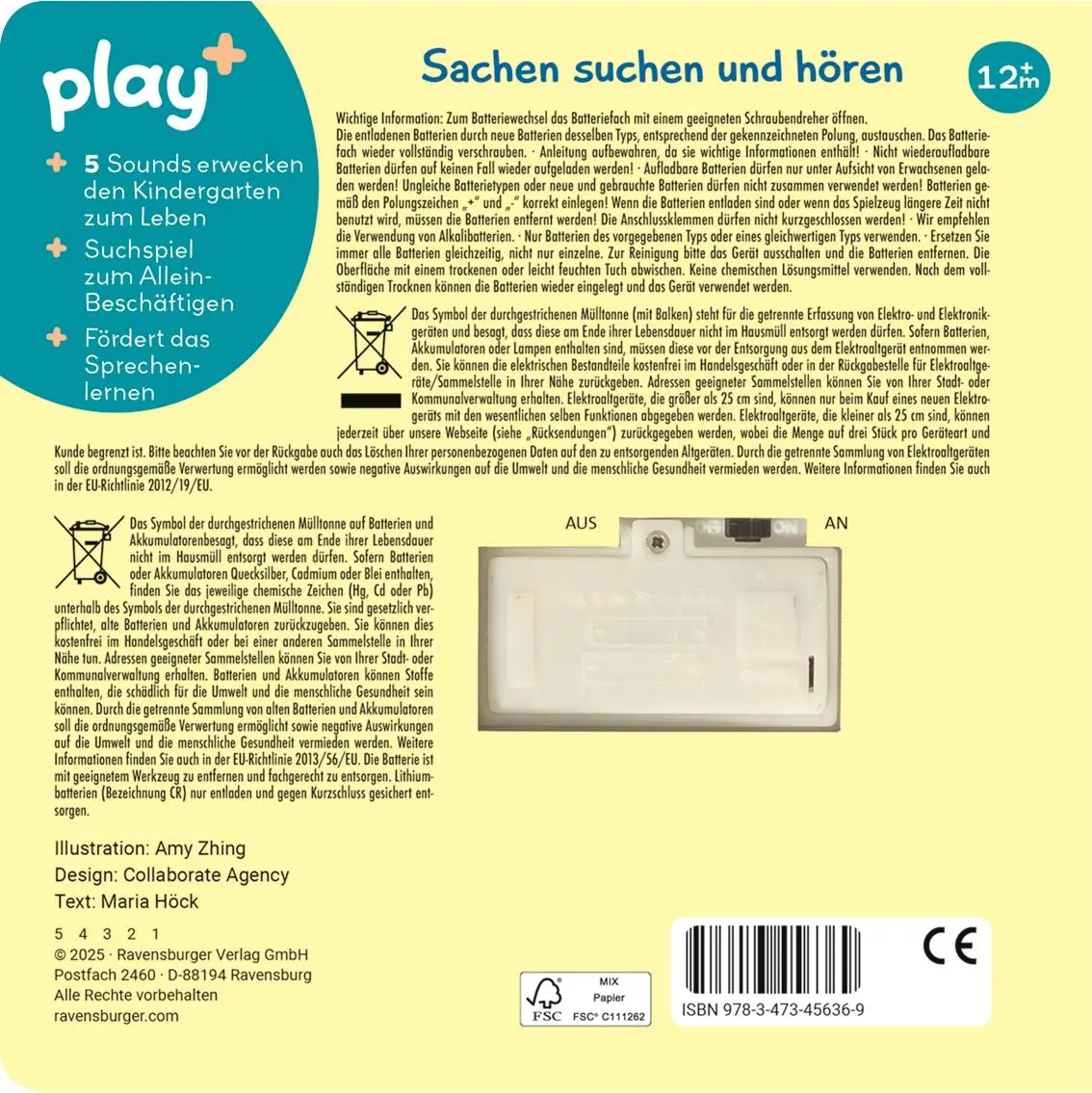 Rückseite: 9783473456369 | Play+ Mein allererstes Soundbuch Im Kindergarten - ab 12 Monate | Höck