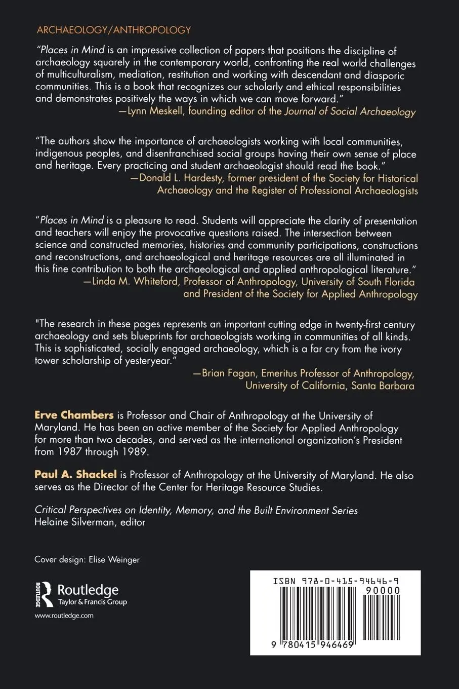 Rückseite: 9780415946469 | Places in Mind | Public Archaeology as Applied Anthropology | Buch