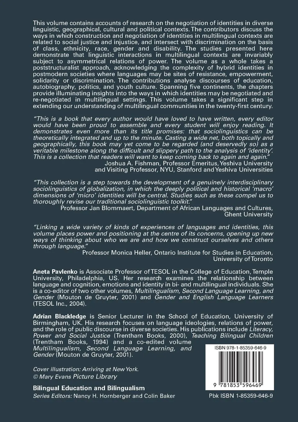 Rückseite: 9781853596469 | Negotiation of Identities in Multilingual Contexts | Pavlenko (u. a.)