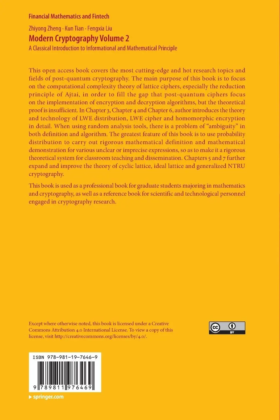 Rückseite: 9789811976469 | Modern Cryptography Volume 2 | Zhiyong Zheng (u. a.) | Taschenbuch