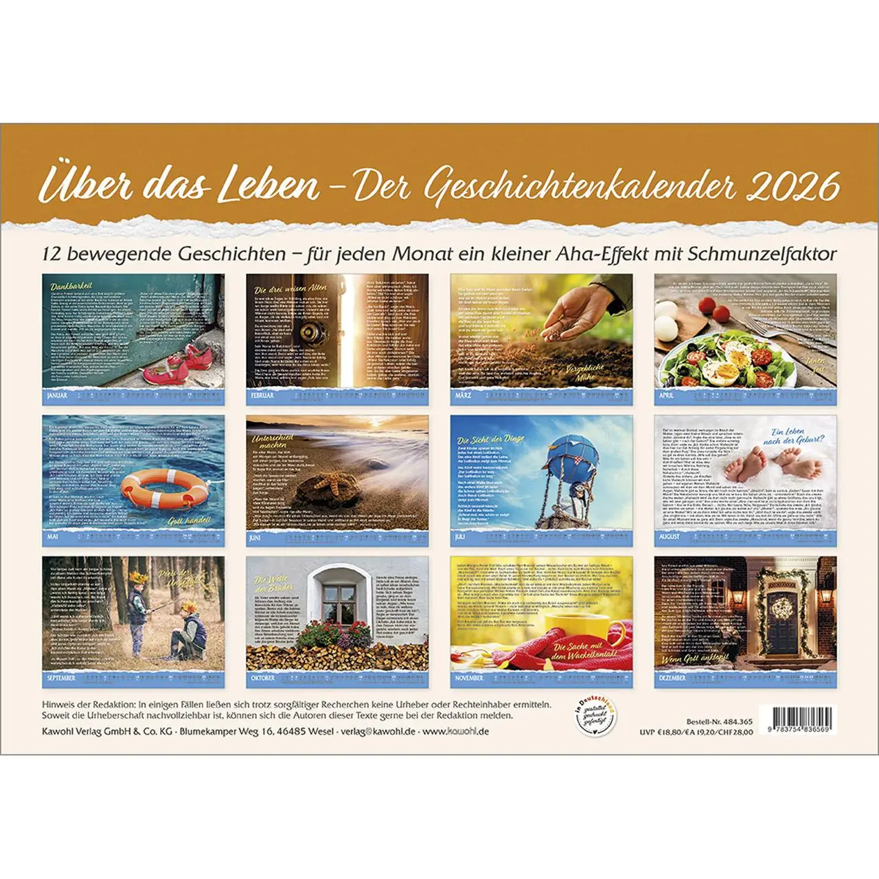 Bild: 9783754836569 | Über das Leben 2026 | Wand-Kalender mit Geschichten | Kalender | 14 S.