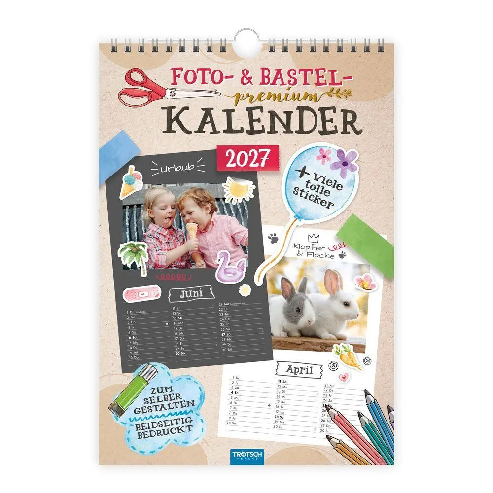 Cover: 9783988026569 | TRÖTSCH - Foto- und Bastelkalender Premium A4 2027 mit vielen Stickern