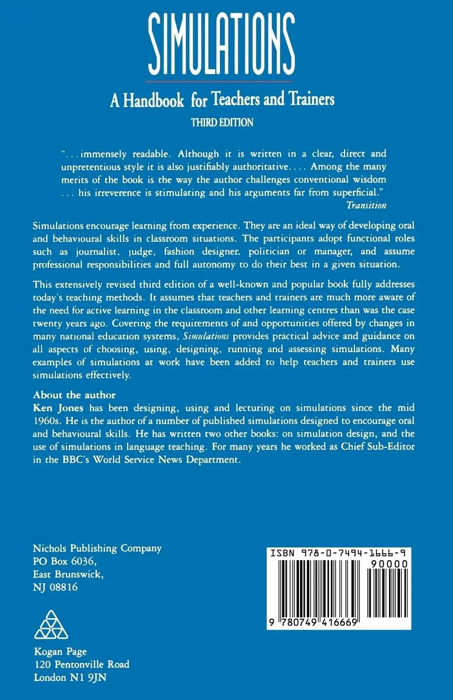 Rückseite: 9780749416669 | Simulations | a Handbook for Teachers and Trainers | Ken Jones | Buch