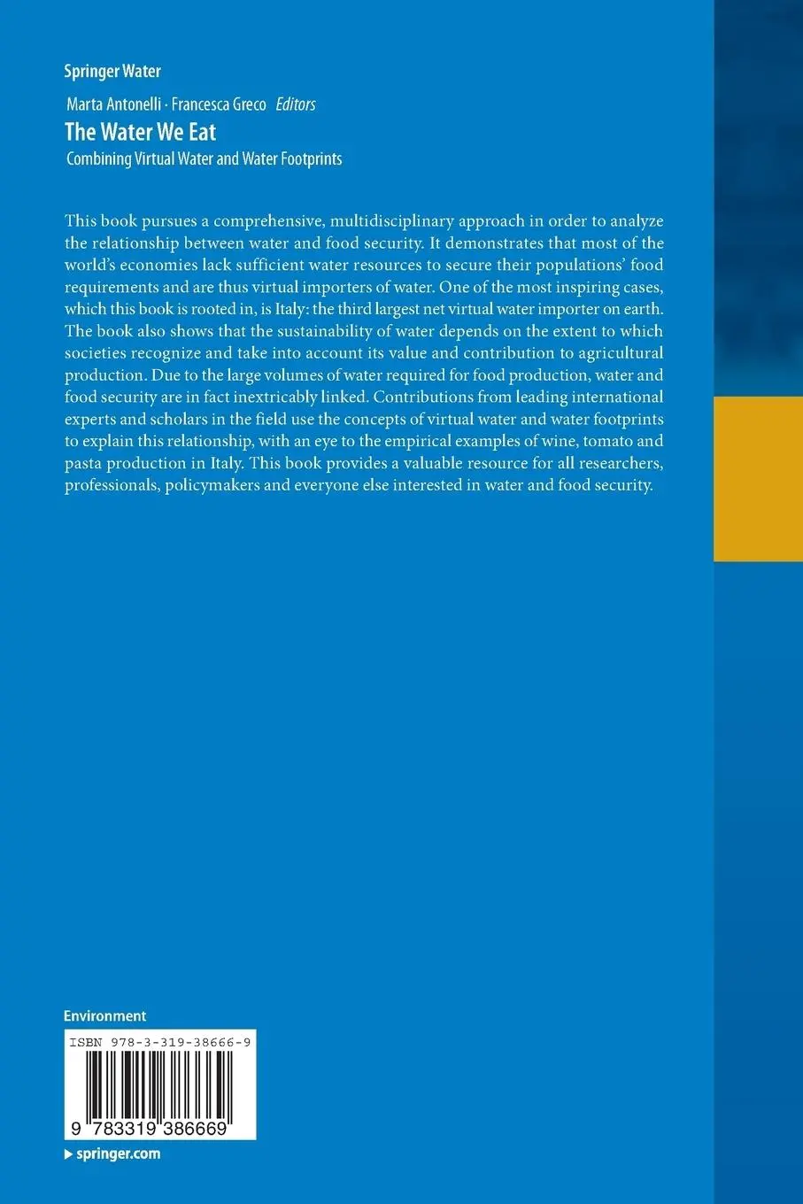 Rückseite: 9783319386669 | The Water We Eat | Combining Virtual Water and Water Footprints | Buch