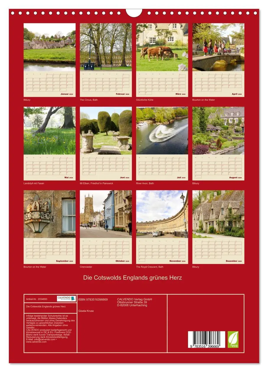 Bild: 9783516396669 | Die Cotswolds Englands grünes Herz (Wandkalender 2026 DIN A3 hoch),...