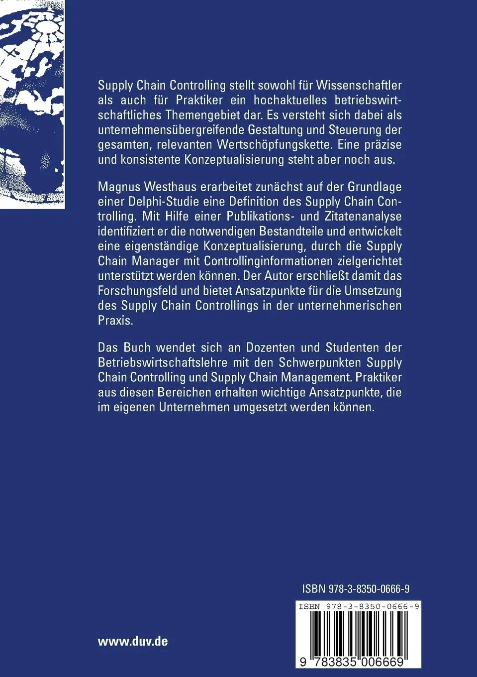 Rückseite: 9783835006669 | Supply Chain Controlling | Definition, Forschungsstand, Konzeption