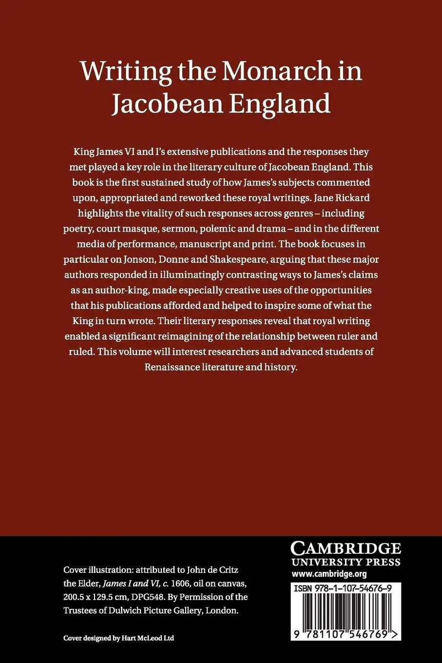 Rückseite: 9781107546769 | Writing the Monarch in Jacobean England | Jane Rickard | Taschenbuch