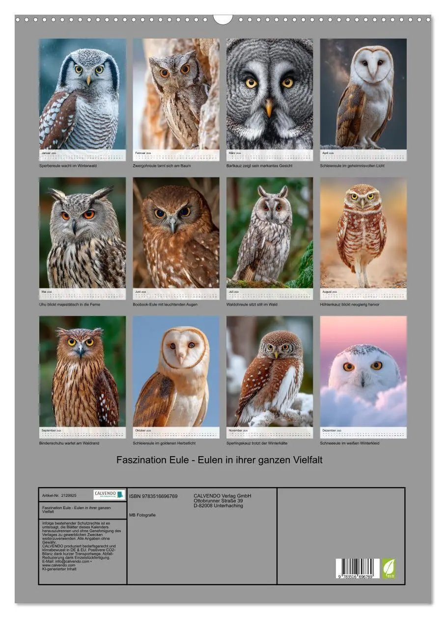 Bild: 9783516696769 | Faszination Eule - Eulen in ihrer ganzen Vielfalt (Wandkalender...